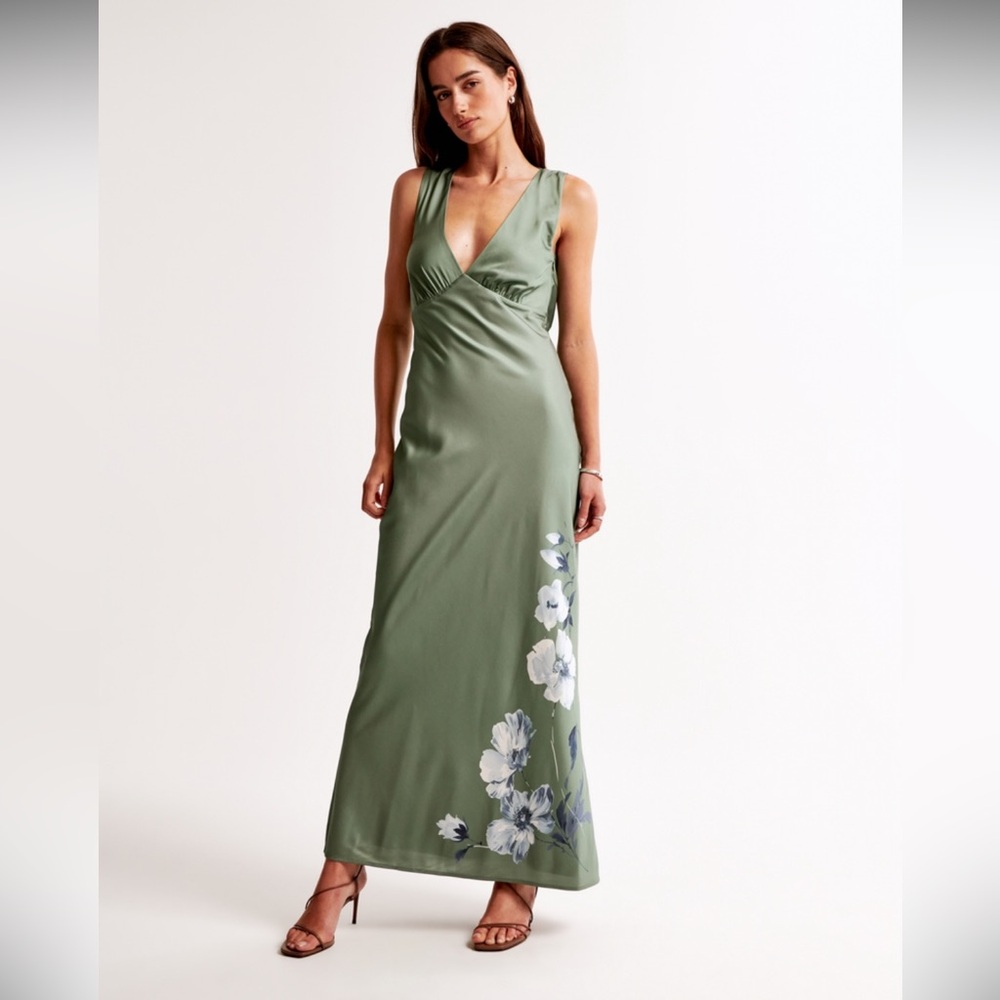 Abercrombie plunge cowl back maxi dress